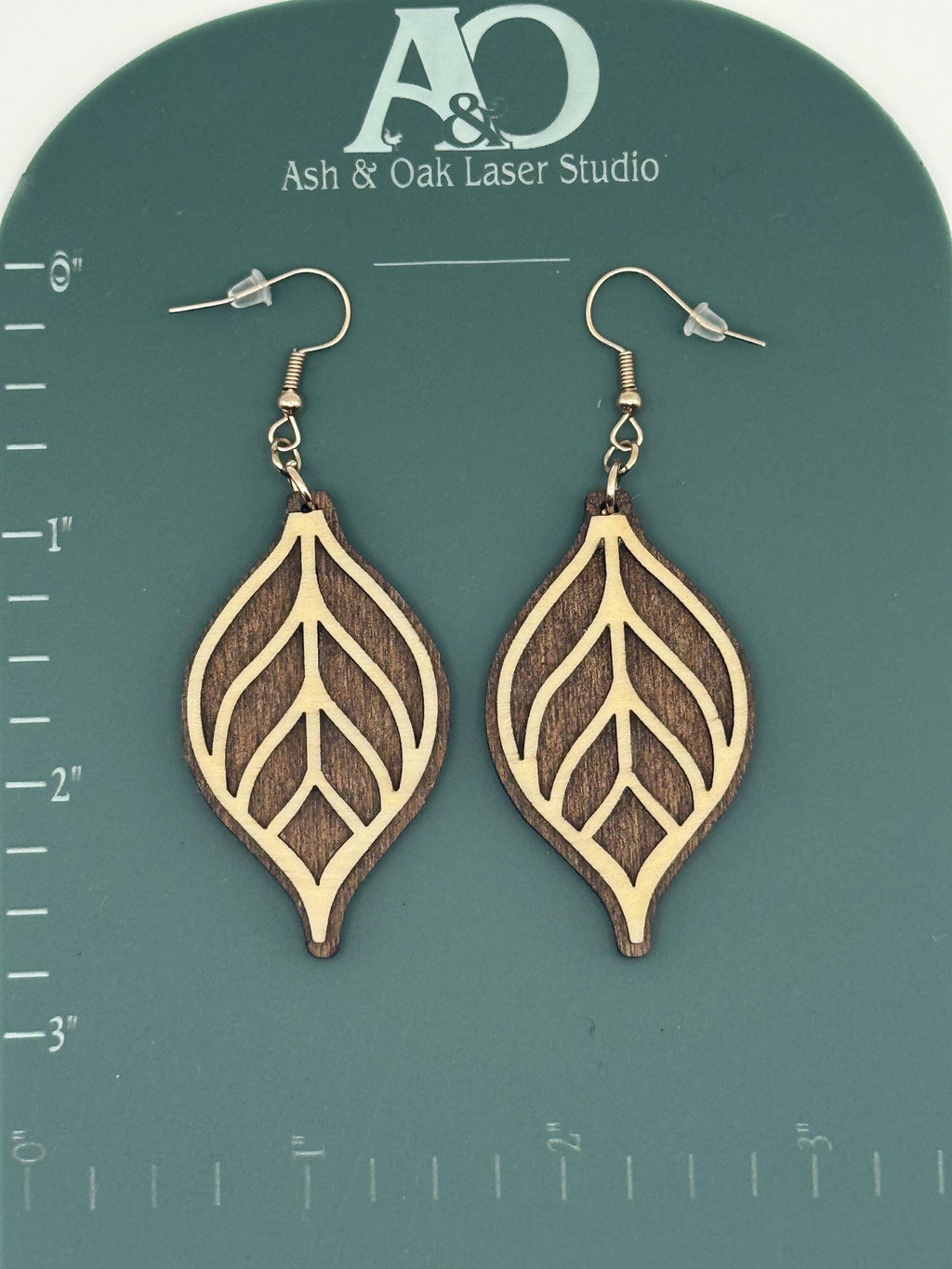Leaf Two-Tone Wood Earrings
