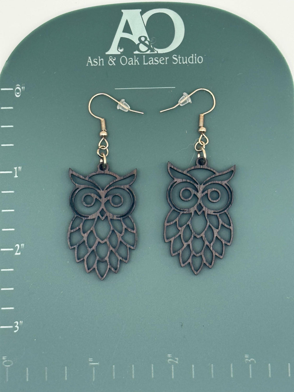 Wood Owl Earrings