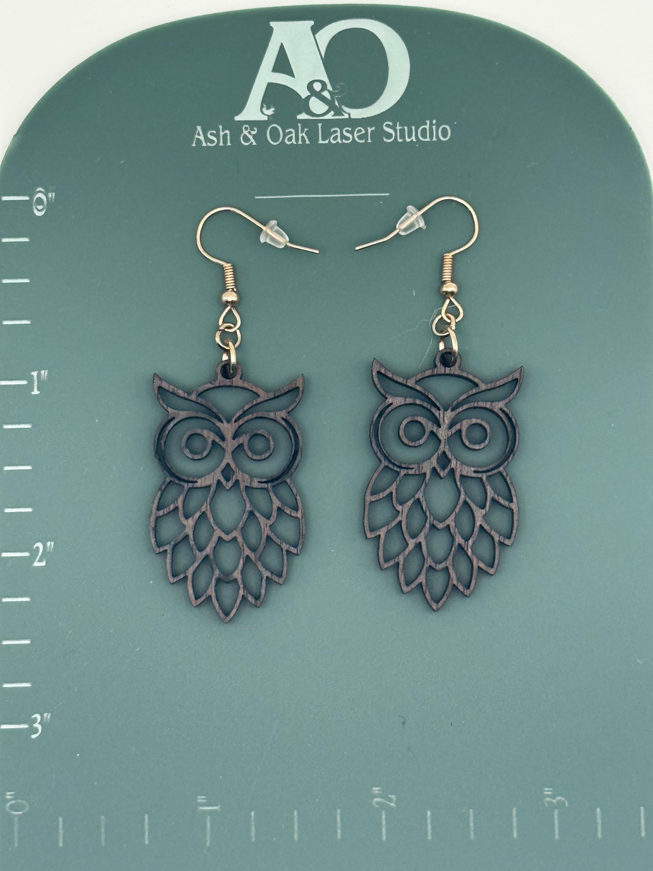 Wood Owl Earrings