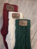 Personalized Christmas Stocking with Leather Engraved Patch | 3 Designs