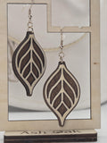 Leaf Two-Tone Wood Earrings