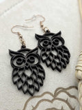 Wood Owl Earrings