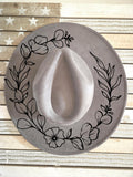 Floral Cowboy Ranch Hat Engraving o Hand Burning SVG Digital File | Suitable for Large Brim Hats