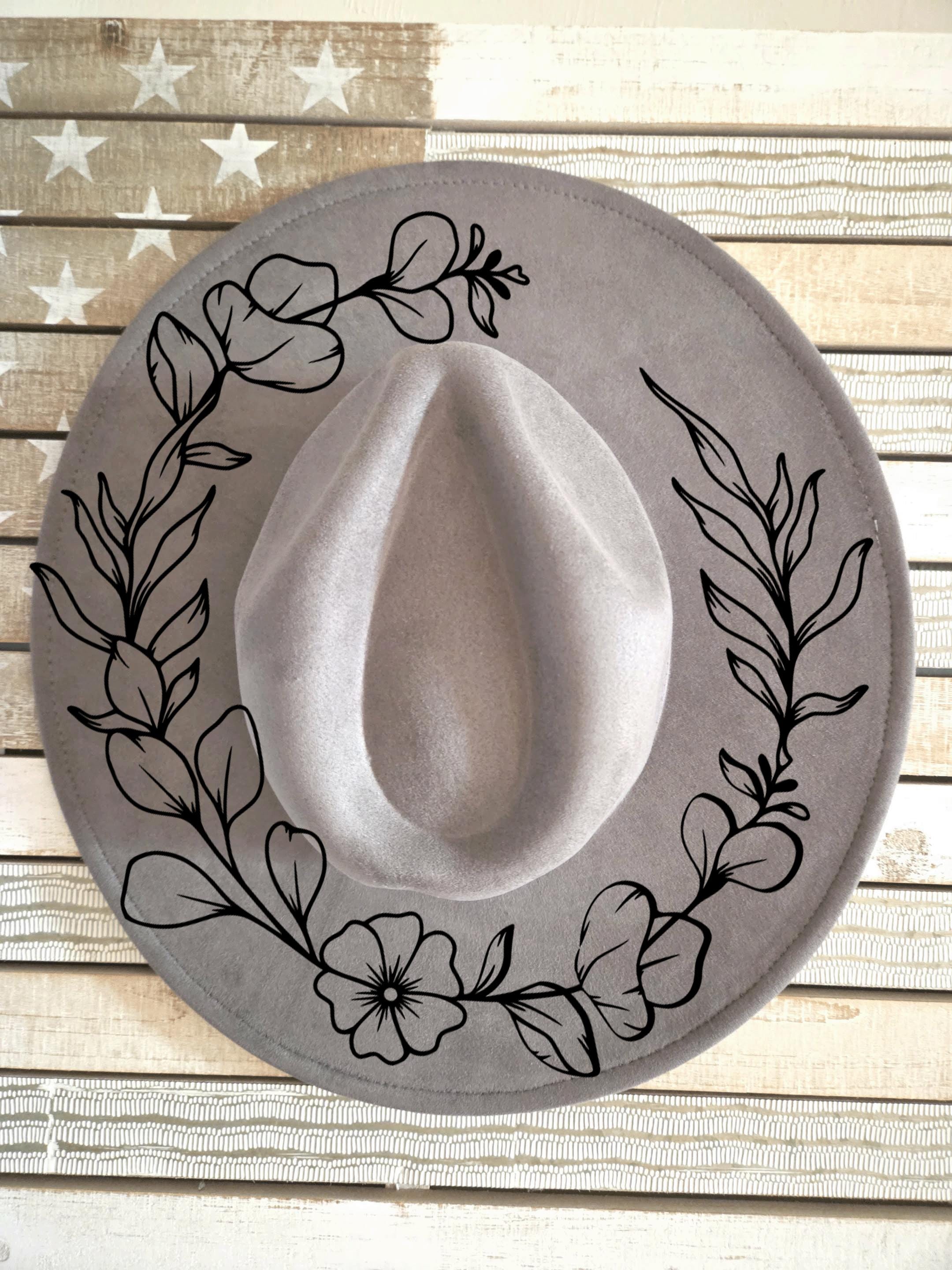 Floral Cowboy Ranch Hat Engraving o Hand Burning SVG Digital File | Suitable for Large Brim Hats