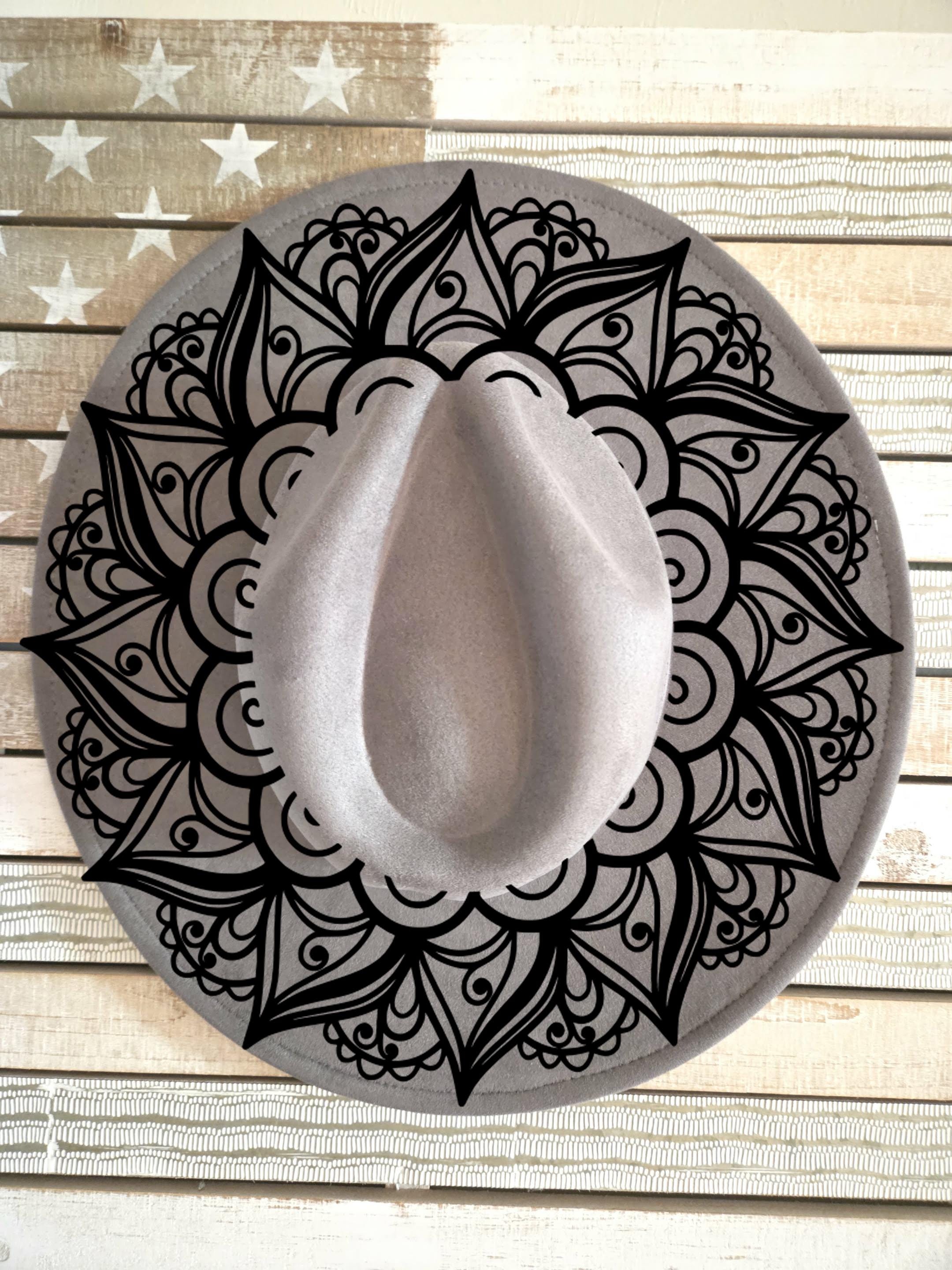 Mandala Cowboy Ranch Hat Engraving or Hand Burning SVG Digital File | Suitable for Large Brim Hats