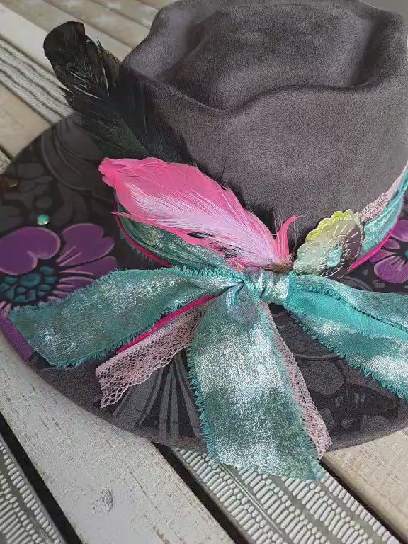 Western Wildflower | Arrowhead Crown | Unique Wide Brim Hat | One-of-a-Kind
