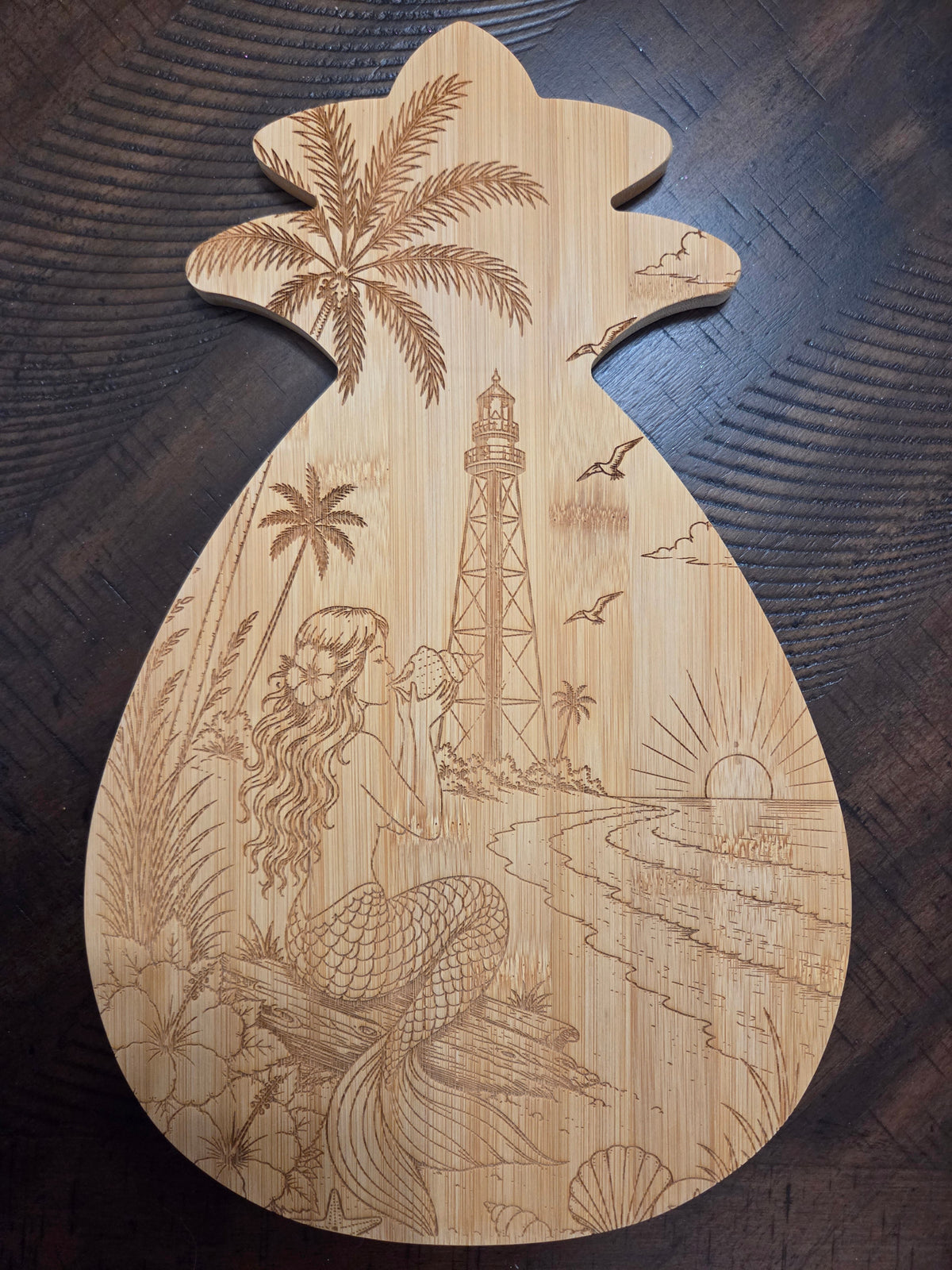 Mermaid on Sanibel | Pineapple Bamboo Board | Charcuterie