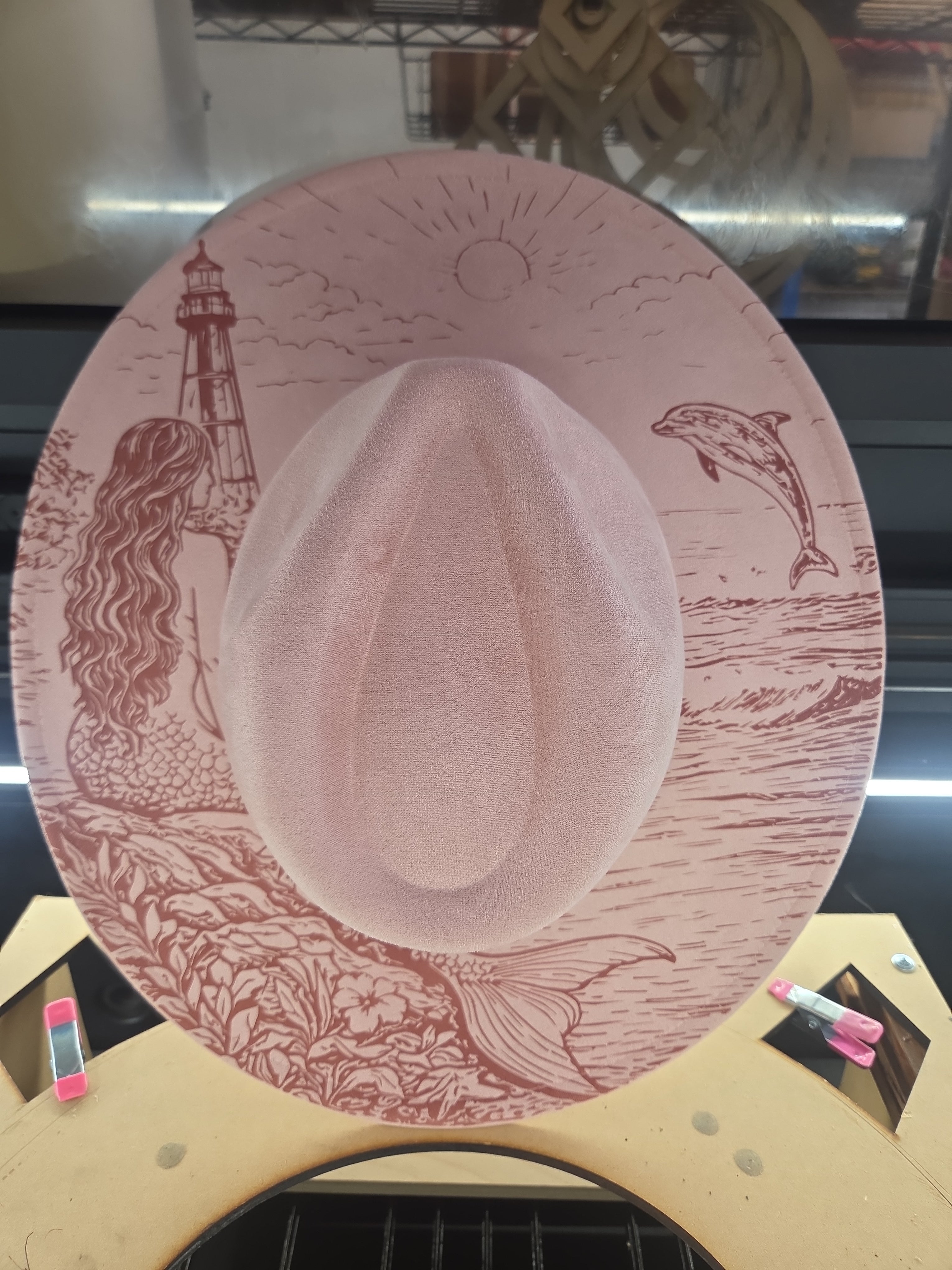 Sanibel Mermaid |  Coastal Wide Brim Hat | Rose Color