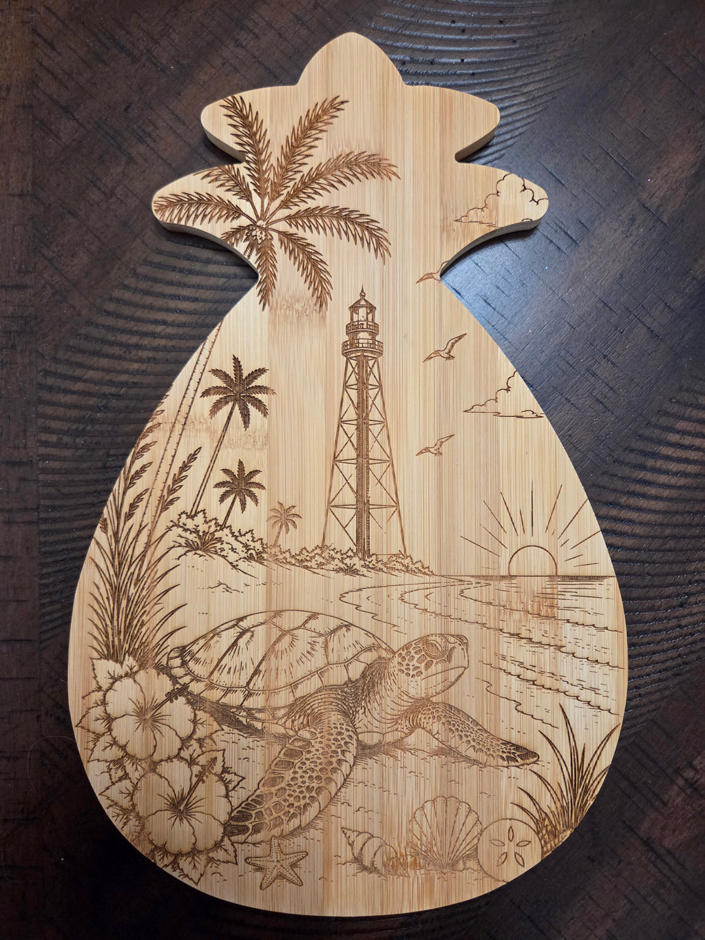 Sanibel Lighthouse Pineapple Charcuterie Bamboo Board