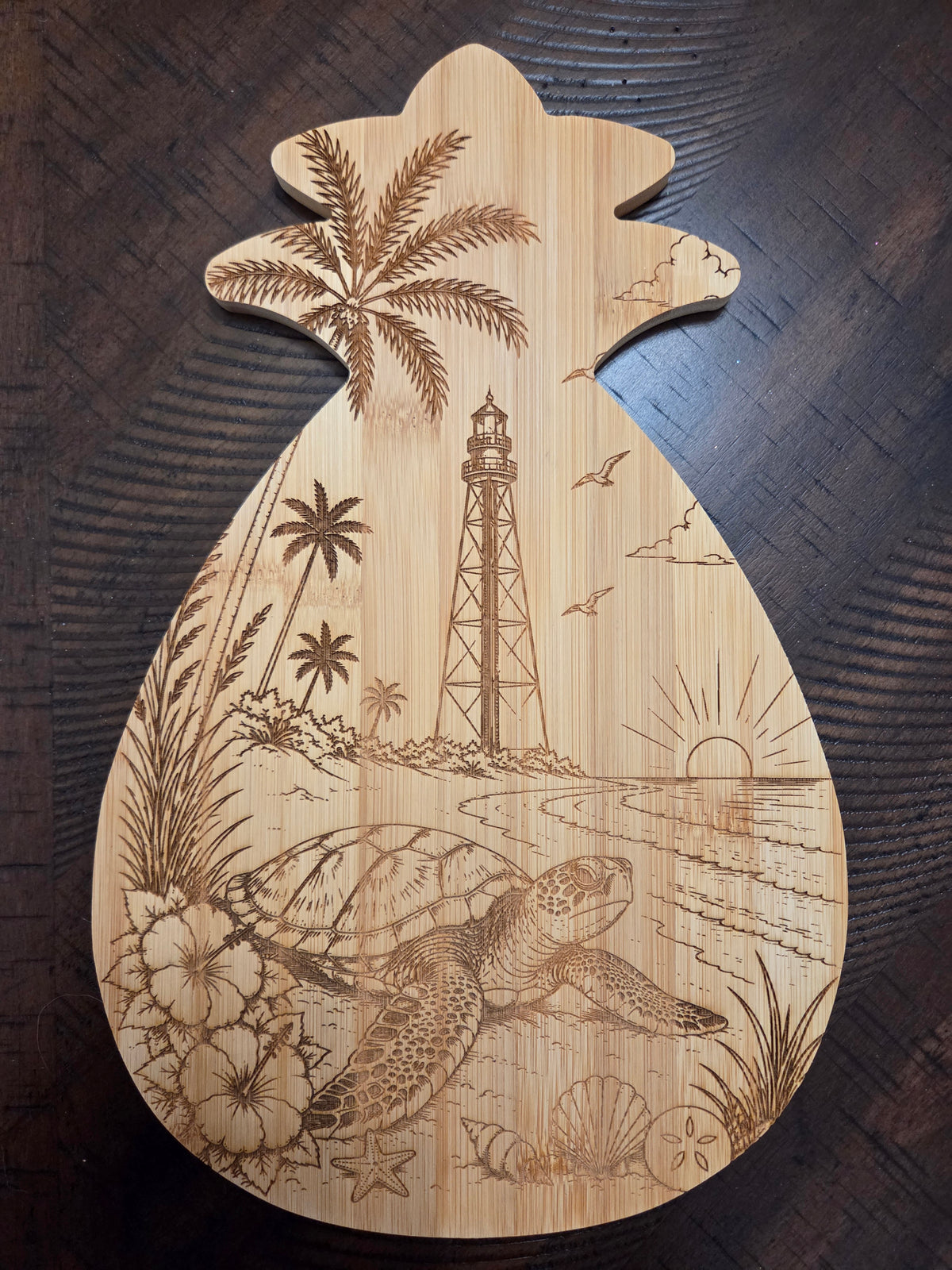 Sanibel Lighthouse Pineapple Charcuterie Bamboo Board