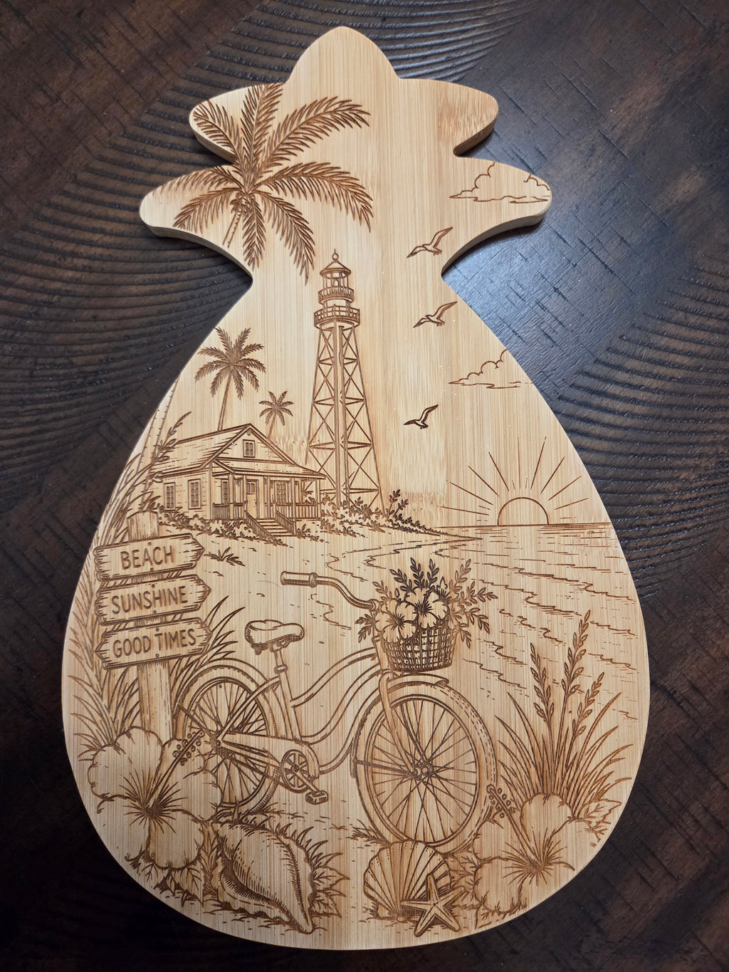 Sanibel Lighthouse Pineapple Charcuterie Bamboo Board